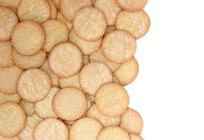 stack van ronde kraker biscuits achtergrond foto