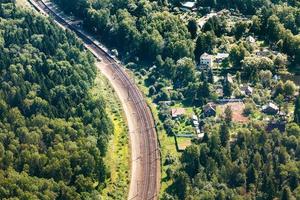 bovenstaand visie van spoorweg in Moskou regio foto