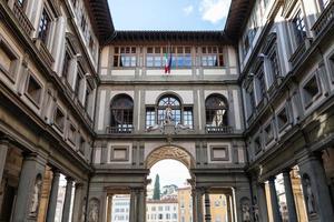 visie van uffizi galerij in Florence stad foto