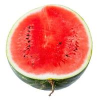 bovenstaand visie van voor de helft rijp watermeloen geïsoleerd foto