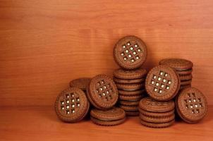 belegd broodje ronde biscuits met vanille vulling foto