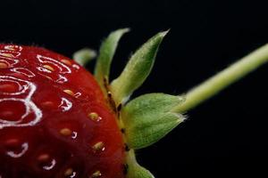 rode aardbei met waterdruppeltjes foto