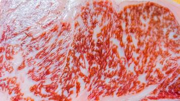 kagoshima a5 wagyu biefstuk van nozaki boerderij, kyushu, Japan. premie rang vlees. dichtbij omhoog visie. macro foto