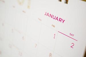 januari kalender bladzijde met maanden en datums bedrijf planning afspraak vergadering concept foto
