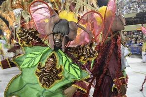 Rio de janeiro, rj Brazilië - februari 09, 2018 - samba school- optocht in sambodroom. imperio da tijuca gedurende festival Bij marques de sapucai straat foto