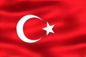 3D-illustratie van een vlag van Turkije - realistische wapperende stoffen vlag foto