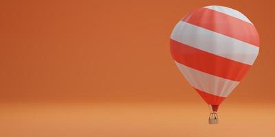 wit en rood ballon Aan oranje achtergrond reizen concept. 3d renderen foto