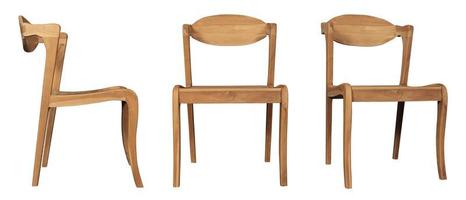 single hout stoel Bij verschillend hoeken geïsoleerd Aan wit achtergrond. serie van meubilair foto