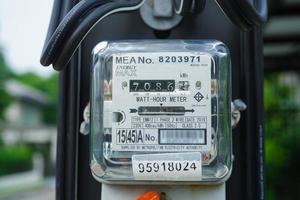 Bangkok, Thailand - mei 15, 2022 elektrisch meten macht meter voor energie kosten Bij huis en kantoor. foto