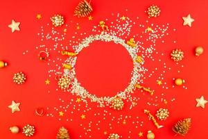 Kerstmis gouden ronde schitteren kader achtergrond foto