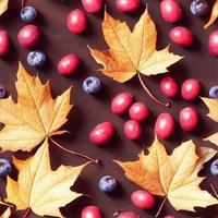 3d illustratie naadloos patroon van droog herfst bladeren en bessen foto