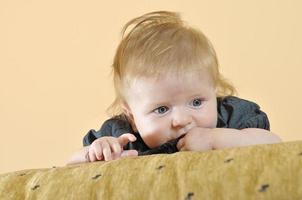 schattig weinig baby detailopname portret foto