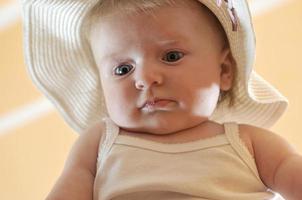 schattig weinig baby detailopname portret foto