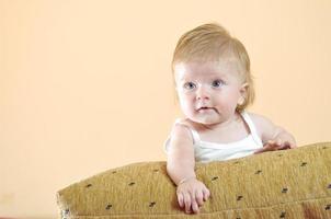 schattig weinig baby detailopname portret foto