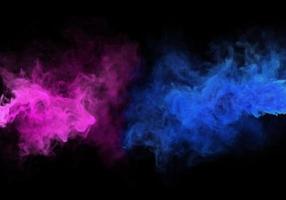 blauw en roze mysterie neon mist en rook donker structuur foto
