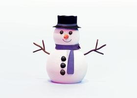 3d geven van een sneeuwman Aan een wit achtergrond foto