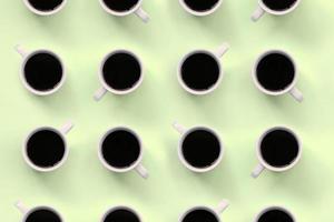 veel klein wit koffie cups Aan structuur achtergrond van mode pastel limoen kleur papier foto