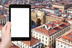 toerist foto's plein in Florence stad foto