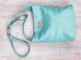 handgemaakt turkoois kleur leer crossbody zak foto