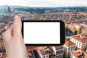 toerist foto's Florence stadsgezicht met piazza foto