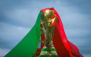 Portugal. fifa wereld kop met vlag Portugal, wereld kop 2022 qatar voetbal winnaar, 3d werk en 3d afbeelding, jerevan, Armenië - 2022 okt 04 foto