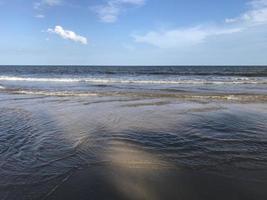 deze is een aan het strand foto dat is uit van focus of ook wazig welke is geschikt net zo een achtergrond