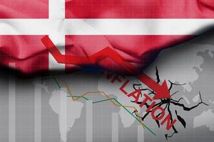 Deens vlag illustratie met getextureerde satijn kleding stof. pijl richting foto