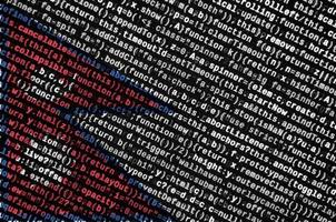 Nepal vlag is afgebeeld Aan de scherm met de programma code. de concept van modern technologie en plaats ontwikkeling foto