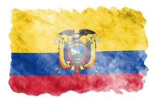 Ecuador vlag is afgebeeld in vloeistof waterverf stijl geïsoleerd Aan wit achtergrond foto