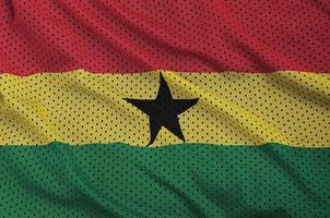 Ghana vlag gedrukt Aan een polyester nylon- sportkleding maas kleding stof w foto