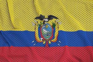 Ecuador vlag gedrukt Aan een polyester nylon- sportkleding maas kleding stof foto