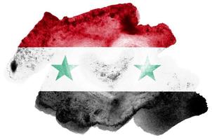 Syrië vlag is afgebeeld in vloeistof waterverf stijl geïsoleerd Aan wit achtergrond foto