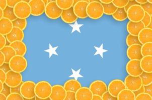 Micronesië vlag in vers citrus fruit plakjes kader foto