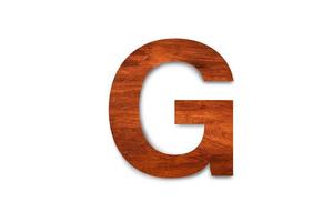 modern houten alfabet brief g geïsoleerd Aan wit achtergrond met knipsel pad voor ontwerp foto