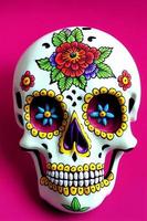 dia de los Muertos traditioneel calavera suiker schedel versierd met bloemen de dag van de dood illustratie foto