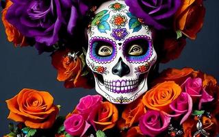 Dames met bedenken gezicht tatoeages halloween voor de viering van Mexicaans festival dag van de dood dia de los foto