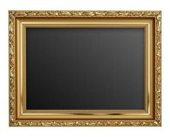 gouden afbeeldingsframe geïsoleerd op een witte achtergrond foto