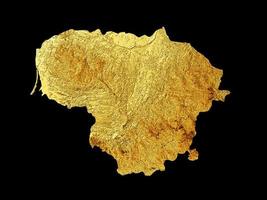 Litouwen kaart gouden metaal kleur hoogte kaart achtergrond 3d illustratie foto