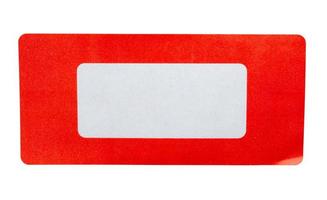 rood papier sticker etiket geïsoleerd Aan wit achtergrond foto