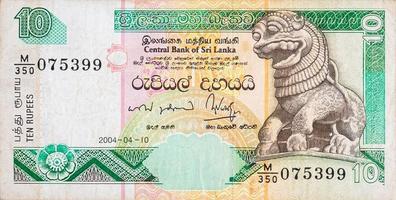 10 sri lankaans roepies geld Bill gekleurde bankbiljet fragment foto