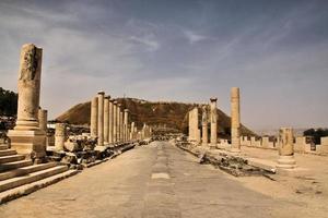 een visie van de oud Romeins stad- van beit shean in Israël foto