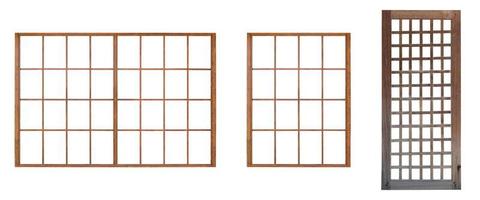 Japans huis houten deur venster kader geïsoleerd Aan wit achtergrond foto
