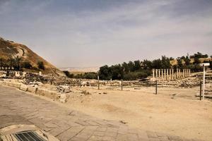 een visie van de oud Romeins stad- van beit shean in Israël foto