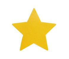 geel ster vorm papier sticker etiket geïsoleerd Aan wit achtergrond foto