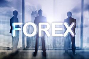 forex trading en investeringsconcept op dubbele belichting onscherpe achtergrond. foto