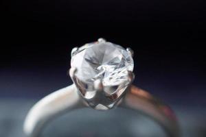 diamant ring in sieraden geschenk doos dichtbij omhoog achtergrond foto