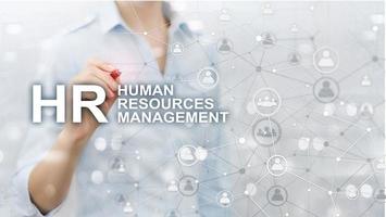 human resource management, hr, teambuilding en wervingsconcept op onscherpe achtergrond. foto
