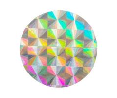 blanco ronde Zelfklevend holografische folie sticker etiket geïsoleerd Aan wit achtergrond foto