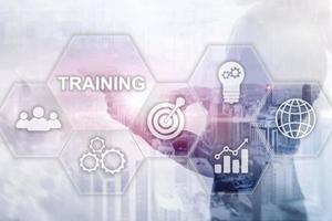bedrijfstrainingsconcept. training webinar e-learning. financiële technologie en communicatieconcept foto