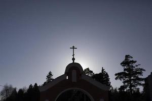 kruis Aan tempel. orthodox geloofsovertuiging. religieus sekte. foto